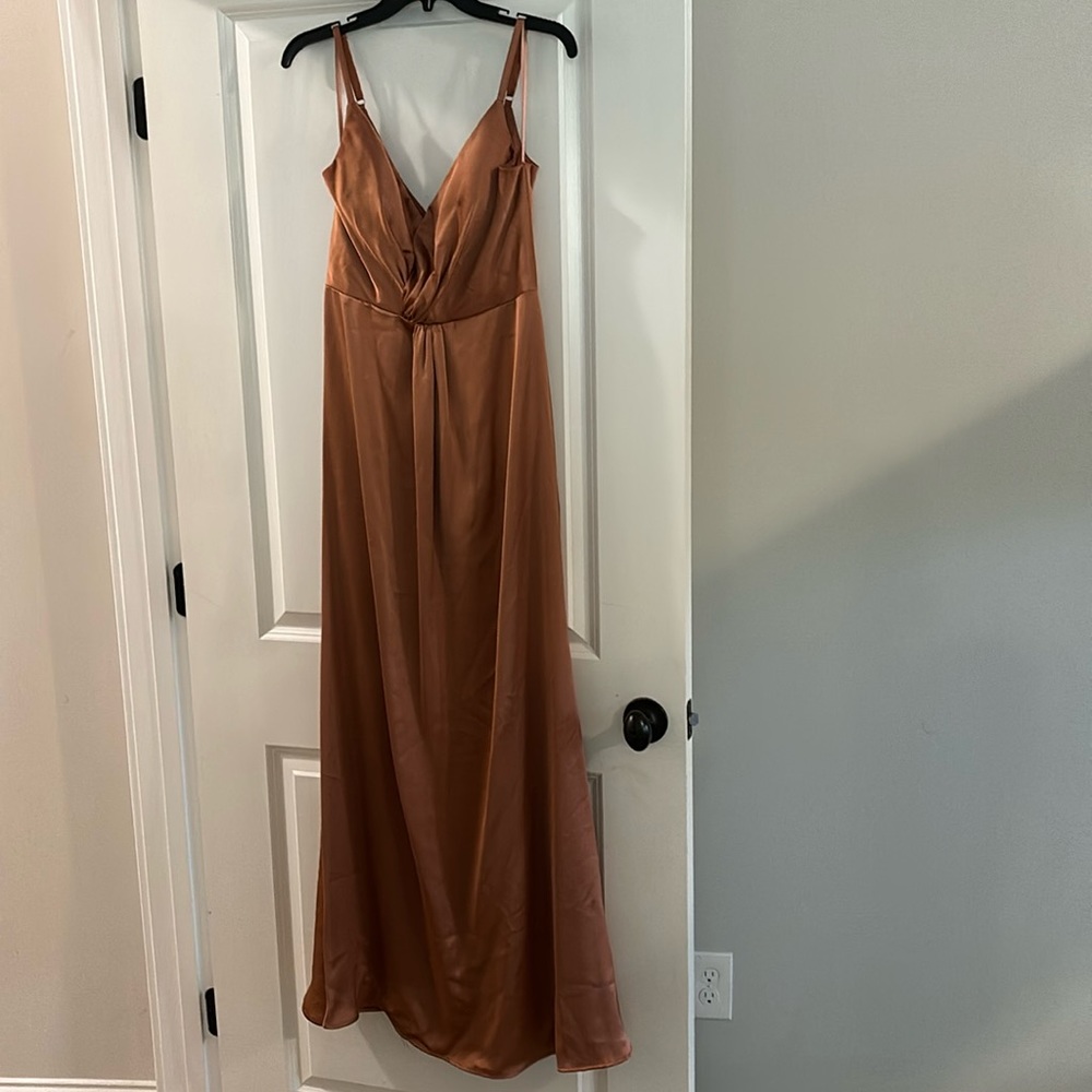 Revelry Bridesmaid Dress size 6. Giada Satin Dress in Copper